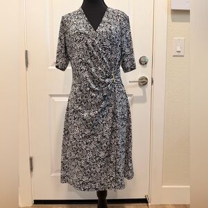 Michael Kors Black and White Floral Midi Dress